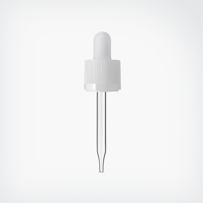 Ribbed Non-Graduated Glass Pipette Child Resistant Tamper Evident (CRTE) White