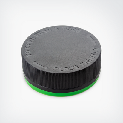 Child Resistant Tamper Evident (CRTE) Ribbed Black Green Band - ebottles