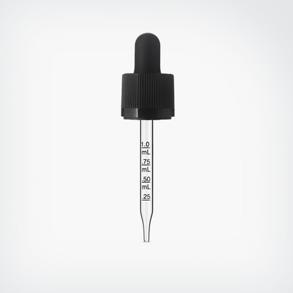 Ribbed Child Resistant Tamper Evident (CRTE) Graduated Glass Pipette Black - ebottles