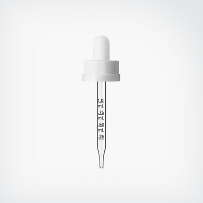 Ribbed with Graduated Glass Pipette White - 0.8 ml White Bulb